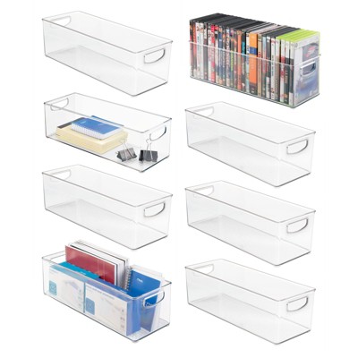 mDesign Small Plastic Office Storage Container Bin with Built-In Handles, Clear