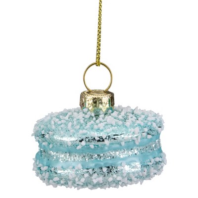 Northlight 2" Blue Macaron with Sugar Accents Glass Christmas Ornament