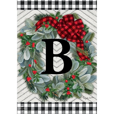 Briarwood Lane Winter Garden Flag 12x18 For Outdoor Winter Wreath Monogram Letter B For Winter Garden Flag Flags For Outside