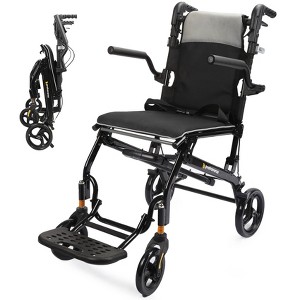 ProTraverse Wheelchairs for Adults, Foldable and Portable Transport Wheelchair, Portable Folding Transfer Wheelchairs for Seniors(Grey) - 1 of 4