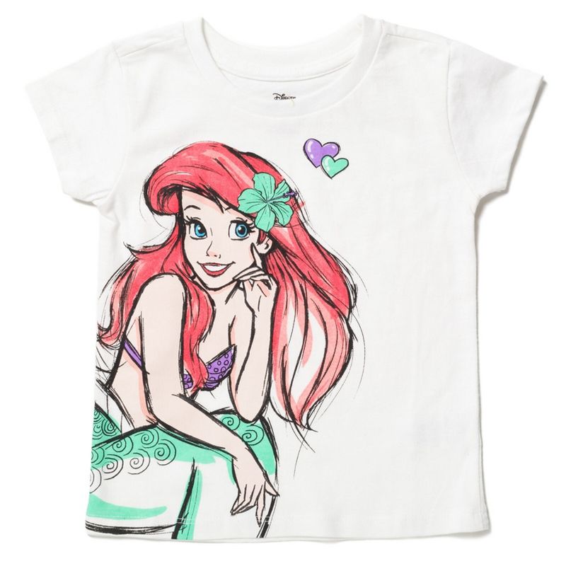 Disney Princess Ariel Cinderella Tiana Snow White Rapunzel Girls 3 Pack T-Shirts Toddler, 2 of 8