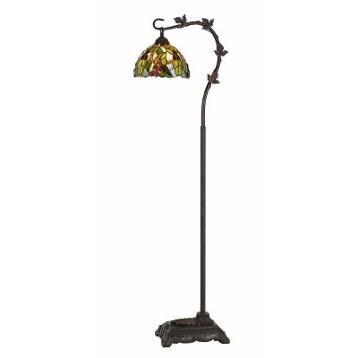 61" Metal Floor Lamp with Hand Cut Glass Tiffany Shade Dark Bronze - Cal Lighting