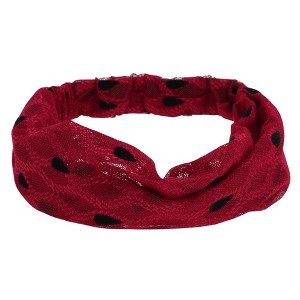 Unique Bargains Women's Polka Dot Lace Wide Headband 1 Pc - 1 of 4