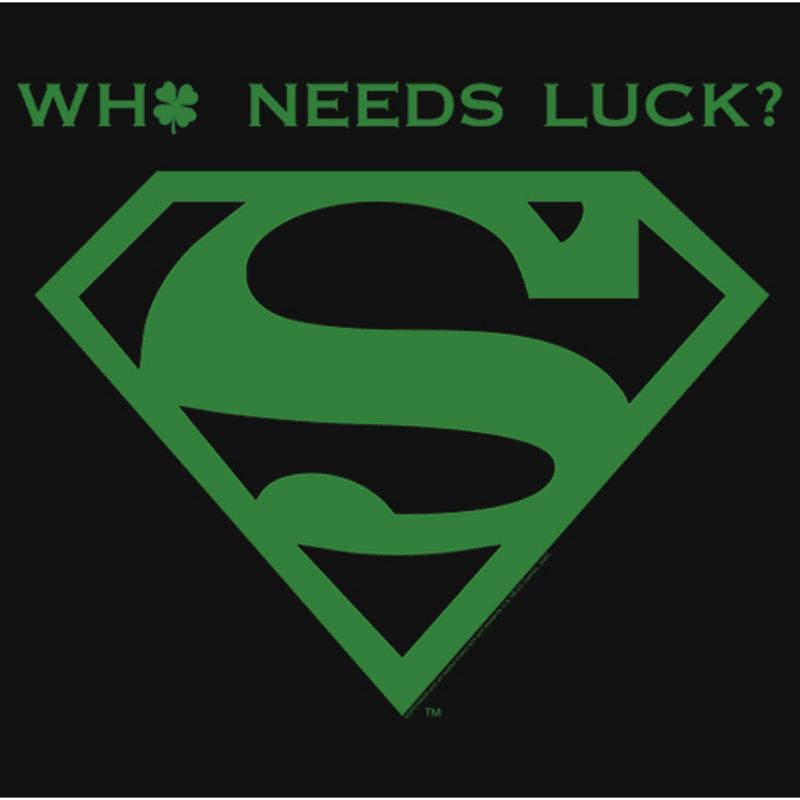Girl's Superman St. Patrick's Day Who Needs Luck? T-Shirt, 2 of 5