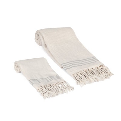 Olive & Linen Whisper Weight Natural Turkish Towel Set