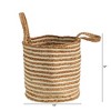 Nearly Natural 14-in Boho Chic Basket Planter Natural Cotton and Jute, Handwoven Stripe with Handles - 2 of 2