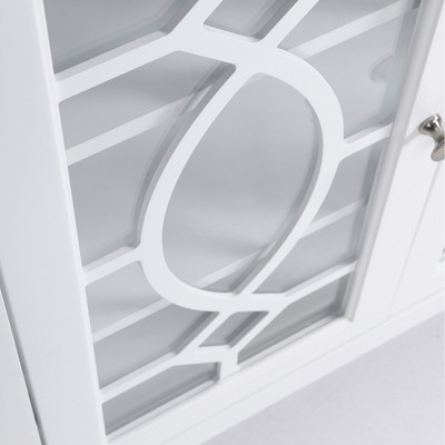 White Glass Door Sideboard Buffet Cabinet with Adjustable Shelves