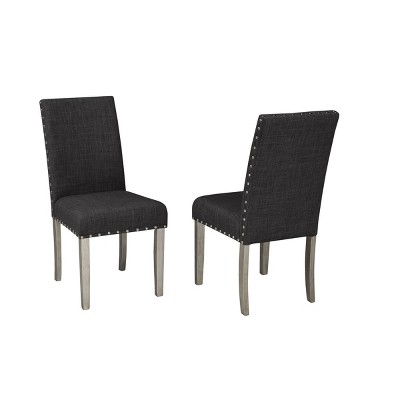Brassex Set of 2 Bella Dining Chairs Dark Gray