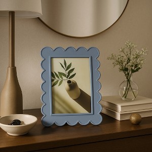 Decorative Scallop Edge Picture Frame for Home Decor - Elegant Photo Frame for Tabletop Accent, Mantel Display, or Living Room Decor - Blue - 1 of 4