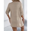 Womens Crochet Cardigan Short Sleeve Open Front Lightweight Casual Sweater Caridgan - 2 of 4