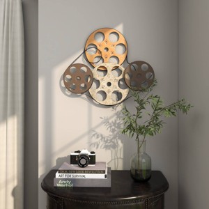 Metal Film Reels Wall Decor - Olivia & May: Vintage Iron Sculpture, Movie Decorations - 1 of 4