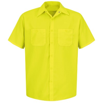 Red Kap Short Sleeve Enhanced Visibility Work Shirt, Fluorescent Yellow ...