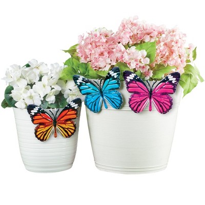 Collections Etc Colorful Butterfly Pot Hangers - Set of 3 White