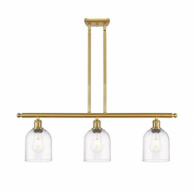Bella - 3 Light Stem Hung Island In Industrial Style-10 Inches Tall and 36 Inches Wide
