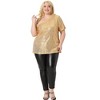 Agnes Orinda Women's Plus Size Sequin Sparkly One Shoulder Short Sleeve Party Blouses - 3 of 4