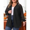 Women's Plus Size Hollow Out Lace Long Sleeve Crochet Knit Open Front Casual Lightweight Cardigan - Agnes Orinda - 2 of 4
