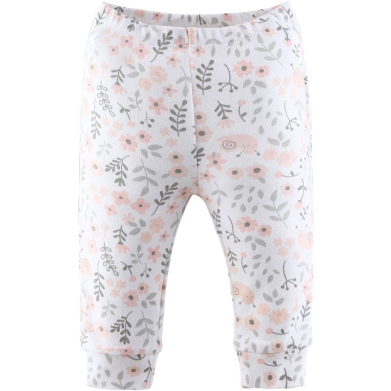 The Peanutshell Flowers & Stars 5-Pack Cuffed Baby Pants in Pink/Light Coral/White, 9-12 Months, 3 of 7