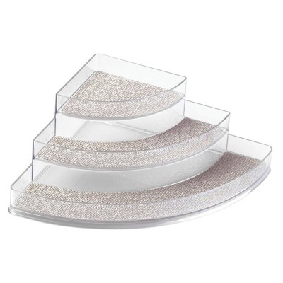 iDESIGN Twillo Plastic Spice Rack Corner Organizer Clear: Multicolored Kitchen Cabinet Storage, 14" x 10" x 4"