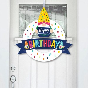Big Dot of Happiness Gnome Birthday - Outdoor Happy Birthday Party Decor - Front Door Wreath - 1 of 4