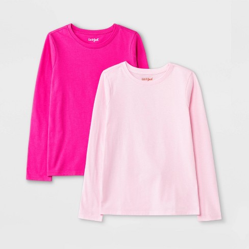 Lot Of 2 Cat&Jack NWT Girls 18M Tops Pink Long Sleeve & Gray ShortCuffed Sleeve 