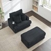 NicBex Couches for Living Room 39" Single Chaise Lounge Chair Corduroy Upholstered Sofa Sleeper Chair with Ottoman and Cup Holders - 3 of 4