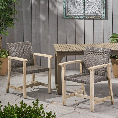 Modern Patio Arm Chair Set Of 2,High-quality Patio Chair With Acacia Wood Frame,Rope Weave Design,Patio Chairs -Maison Boucle