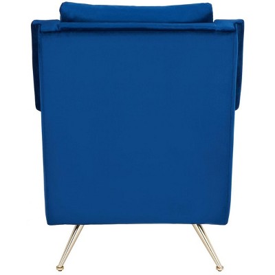 Luxurious Navy Velvet & Gold Metal Mid-Century Armchair