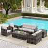WestinTrends 6-Piece PE Rattan Wicker Outdoor Patio Conversation Sofa Set - 2 of 4