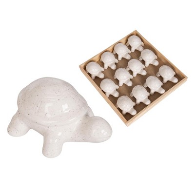 Transpac Mini Ceramic Turtles in Wood Box S/12 Home Decorations Spring