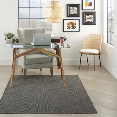 Charcoal 5' x 7' Flat Woven Synthetic Indoor/Outdoor Rug