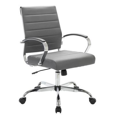 LeisureMod Benmar Mid-Back Office Conference Chair Upholstered in Leather with Swivel and Tilt