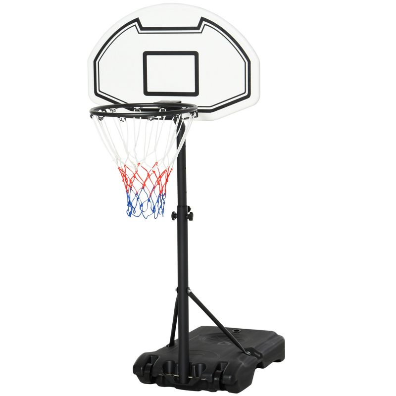 Aosom Poolside Basketball Hoop Stand Portable Basketball System Goal,  Adjustable Height 3'-4', 30" Backboard, 1 of 10