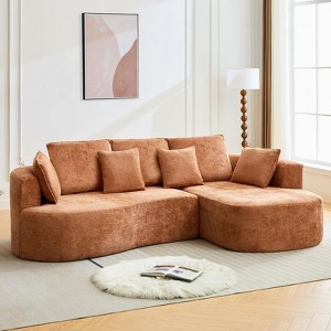 106" Curved Sectional Sofa with Throw Pillows, 4 Seater Luxury Chenille Cloud Modular Couch with Deep Seat，Boneless Compression Sofa - 1 of 4