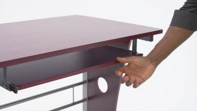 Executive White and Silver Desk with Keyboard Tray and Drawers