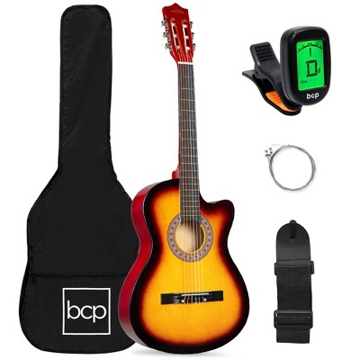 Best Choice Products Beginner Acoustic Guitar Starter Set 38in w/ Case, All Wood Cutaway Design, Strap, Tuner