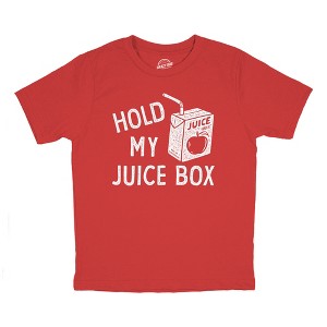 Youth Hold My Juice Box Funny Cute Apple Juicebox Graphic Novelty Tee For Kids - Crazy Dog Youth T Shirt - 1 of 4