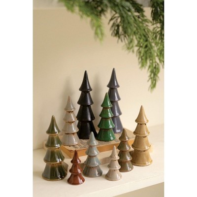 Kalalou Set of Ten Ceramic Christmas Trees – Handcrafted Holiday Decor