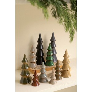 Kalalou Set of Ten Ceramic Christmas Trees – Handcrafted Holiday Decor - 1 of 4