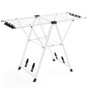 Costway Foldable Metal Laundry Drying Rack with Height Adjustable Wings, 16 Drying Rails White/Beige - 1 of 4