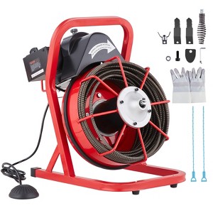 VEVOR Drain Cleaner Machine 75FT x 3/8 Inch, Sewer Snake Auger Manual Feed, 250W Electric Drain Cleaning Machine, Red - 1 of 4