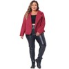 Agnes Orinda Women's Plus Size Faux Suede Lapel Collar Long Sleeve Zipper Moto Jacket - 3 of 4