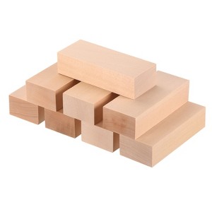 Unique Bargains Natural Solid Straight Grain Basswood Square Carving Blocks 8 Pcs 4"x1.5"x1" - 1 of 4