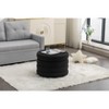 Okak Modern Round Storage Ottoman Bench Vanity Chair Soft Boucle Upholstered Footrest Stool With Wooden Shelving for Couch Bedroom Entrance, Black - 4 of 4