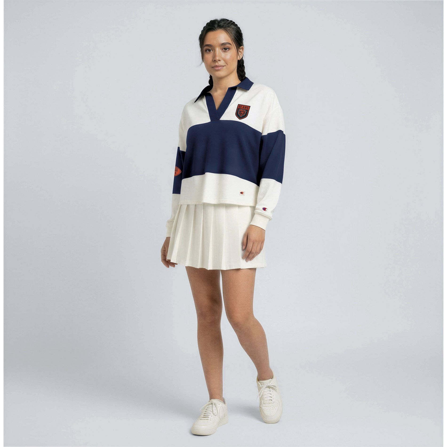 NFL Chicago Bears Champion Women's Long Sleeve Rugby Polo Shirt