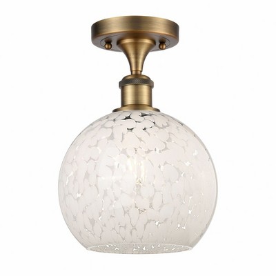White Mouchette - 1 Light Semi-Flush Mount In Modern Style-11.25 Inches Tall and 8 Inches Wide