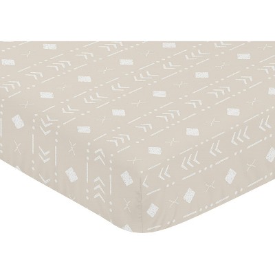 Taupe and White Boho Aztec Microfiber Crib Sheet