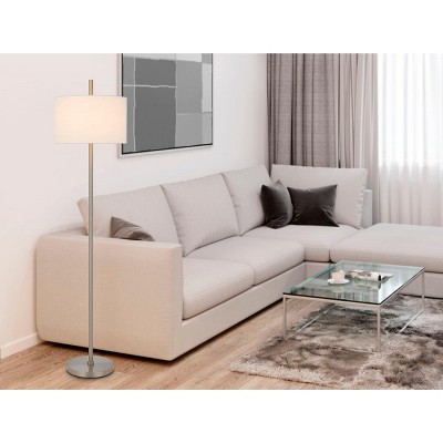 Roanne Brushed Steel Slim Modern Floor Lamp 66.5" Height
