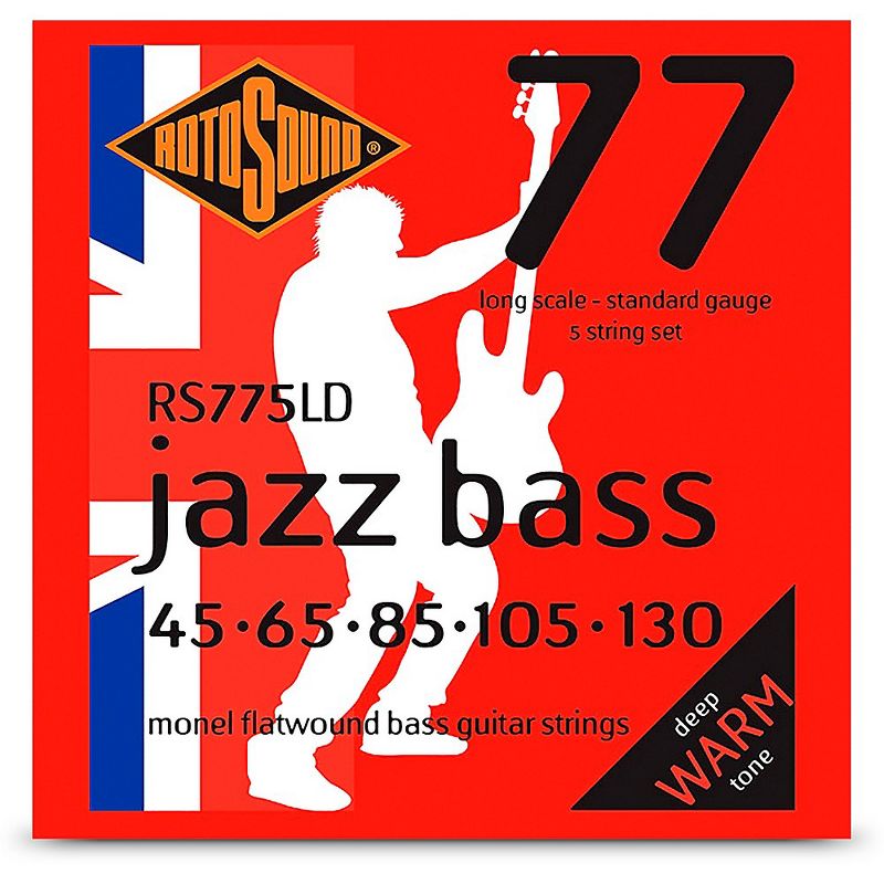 Rotosound RS775LD Jazz Bass Monel Flatwound Bass Guitar Strings - 5-String Set (45 - 130), 1 of 2