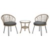 Bigget Outdoor Rattan Steel 3 Piece Bistro Wicker Patio Set with Light Grey Cushions - 2 of 4