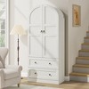 71" High Arched Bookcase, Wooden Arched Bookshelf With Doors and Drawers, Large Arched Display Bookcase With Storage, Suitable for Office Living Room - 3 of 4
